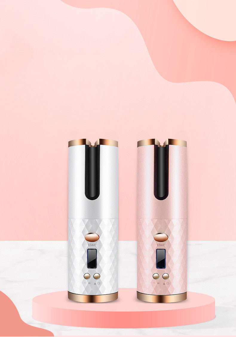 Rechargeable Automatic Ceramic Hair Curler Portable LCD Display Styler