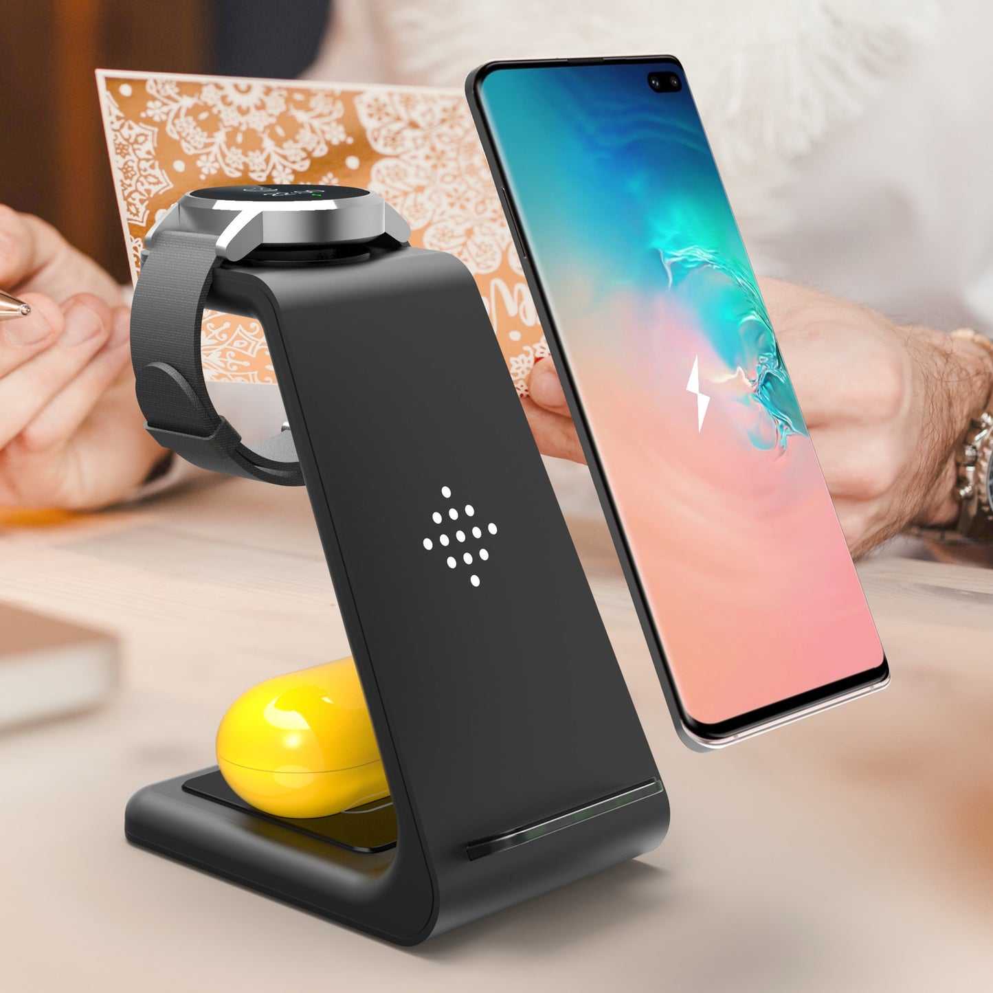 3-in-1 Fast Wireless Charging Stand Phone Holder Dock Station