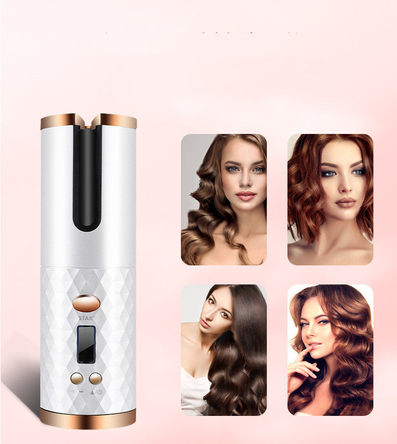 Rechargeable Automatic Ceramic Hair Curler Portable LCD Display Styler