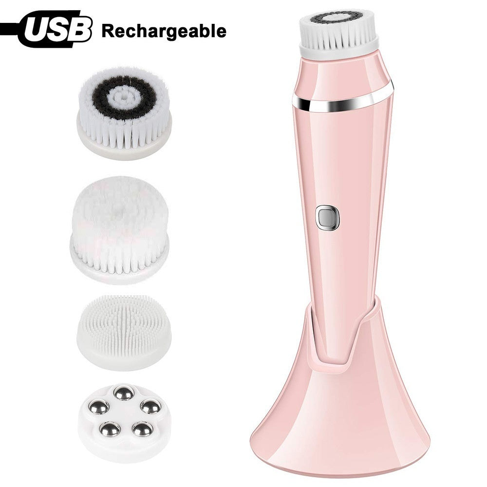 Waterproof Rechargeable 4-in-1 Electric Facial Cleansing Brush Pore Cleaner
