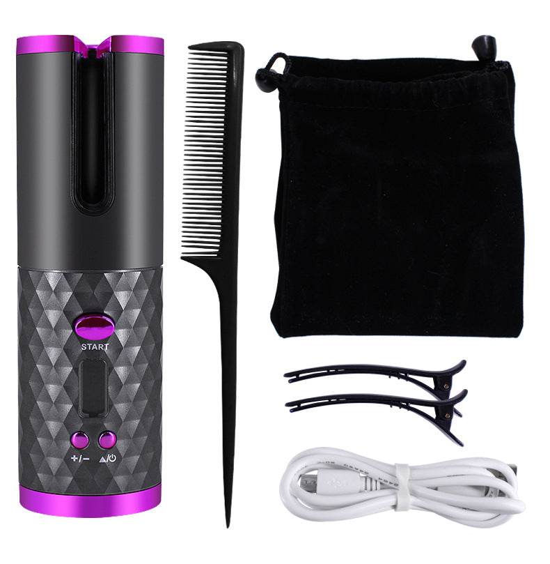 Rechargeable Automatic Ceramic Hair Curler Portable LCD Display Styler