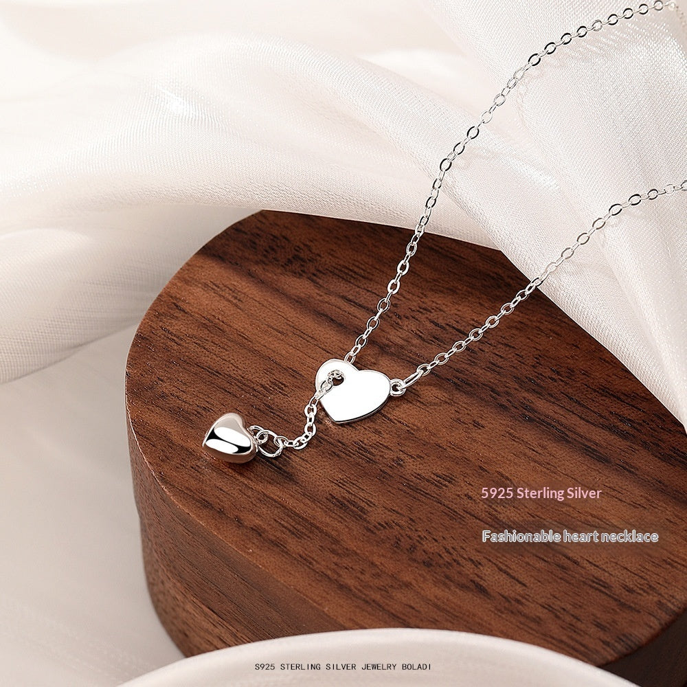 925 Sterling Silver Heart-Shaped Choker Necklace European Style