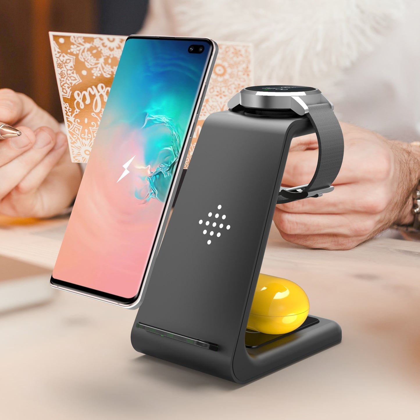 3-in-1 Fast Wireless Charging Stand Phone Holder Dock Station