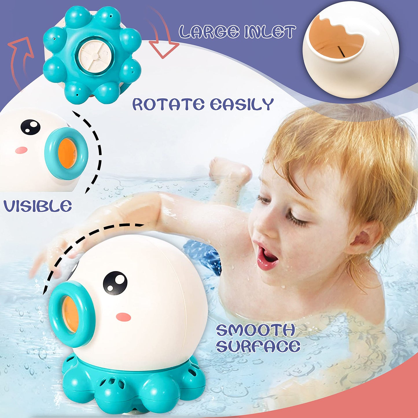 Octopus Fountain Rotating Shower Sprinkler Kids Bath Water Toy