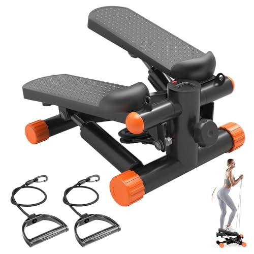 Portable Mini Stepper with Resistance Bands Full Body Fitness Machine