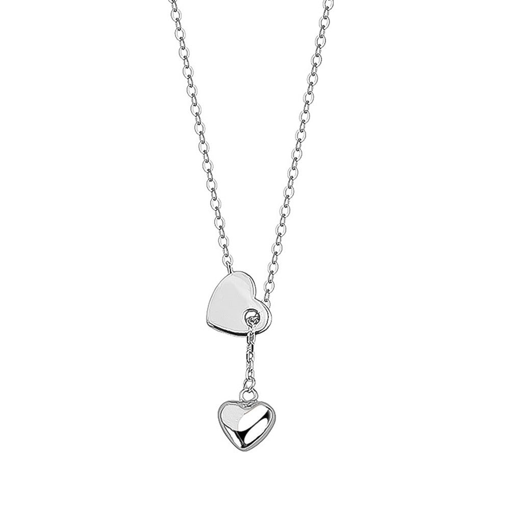 925 Sterling Silver Heart-Shaped Choker Necklace European Style