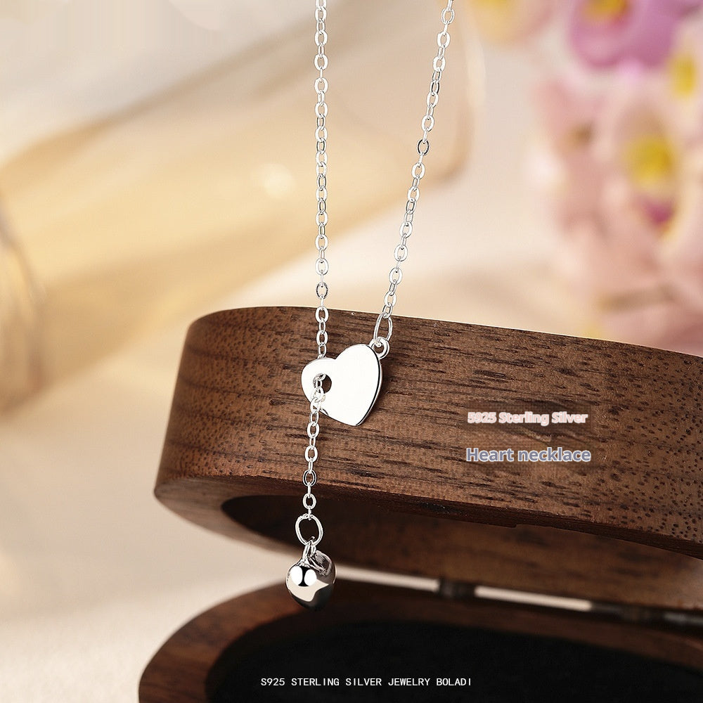 925 Sterling Silver Heart-Shaped Choker Necklace European Style