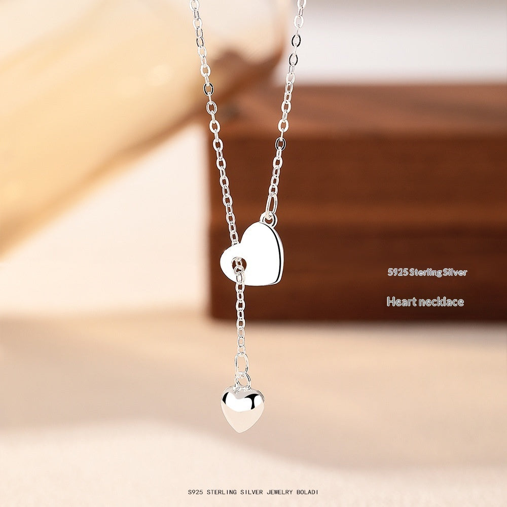 925 Sterling Silver Heart-Shaped Choker Necklace European Style